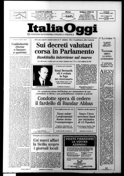 Italia oggi : quotidiano di economia finanza e politica